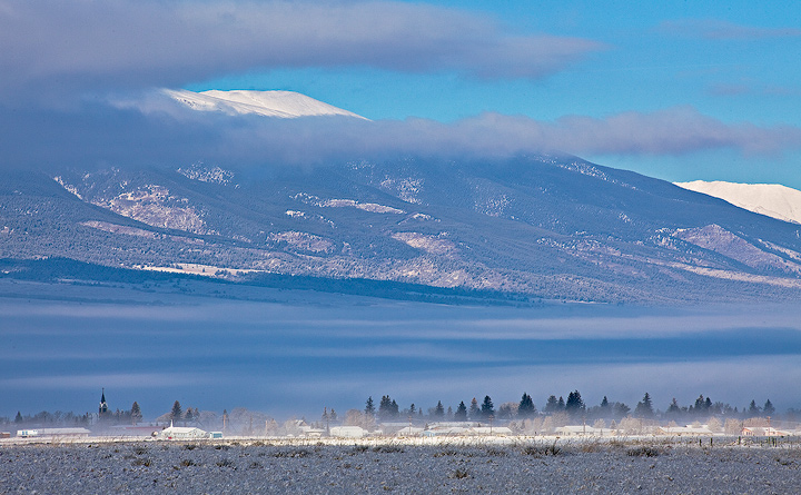 The town of Westcliffe looked amazing as morning sunlight broke through the low clouds.