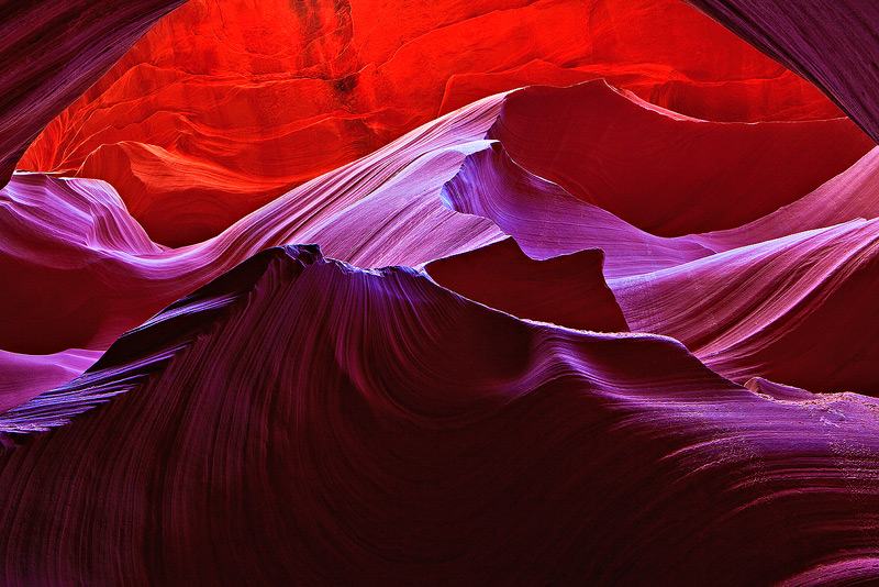 Crazy shapes against the wall at Lower Antelope Canyon.