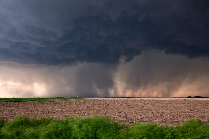 Kansas Supercell Stromg winds swirl around the base of a tornadic supercell in central Kansas