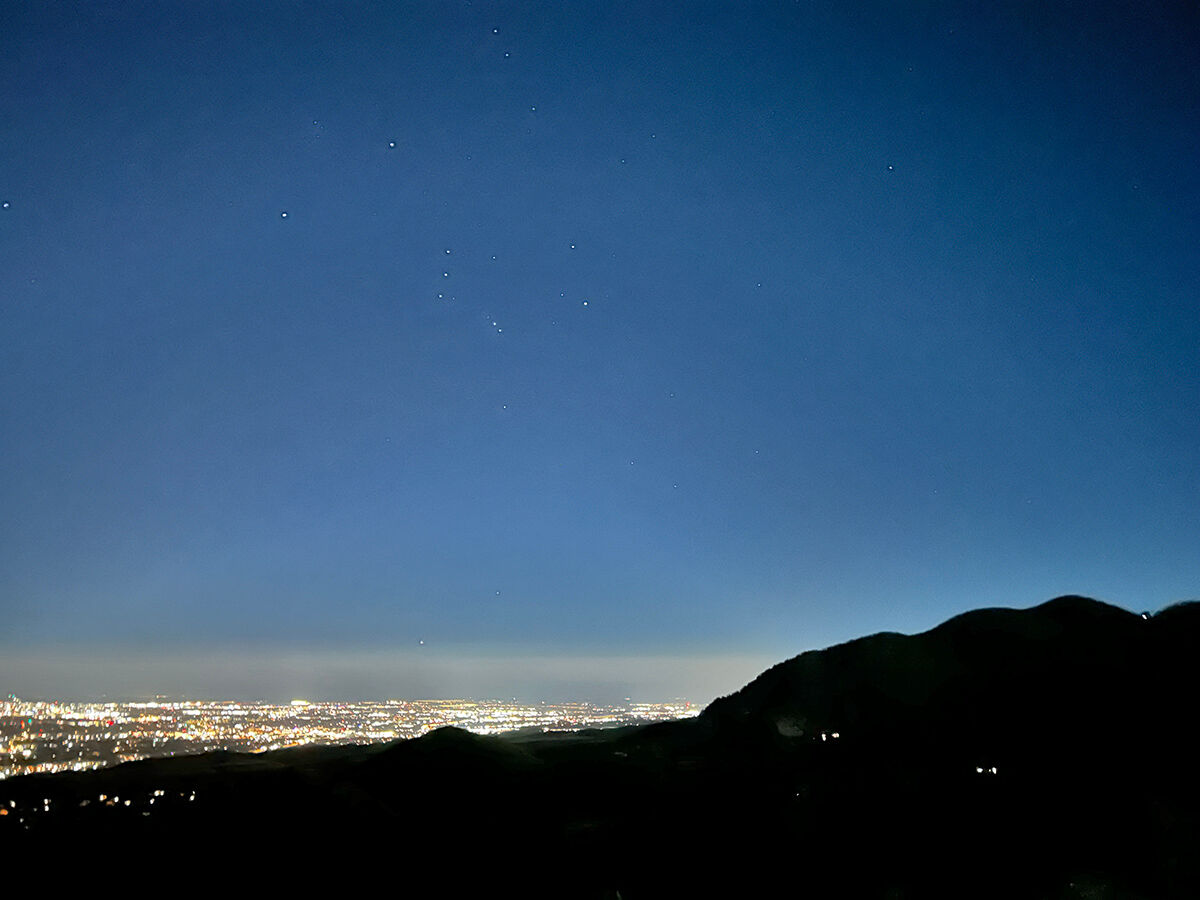 Summit of Red Mountain with Orion in the sky.