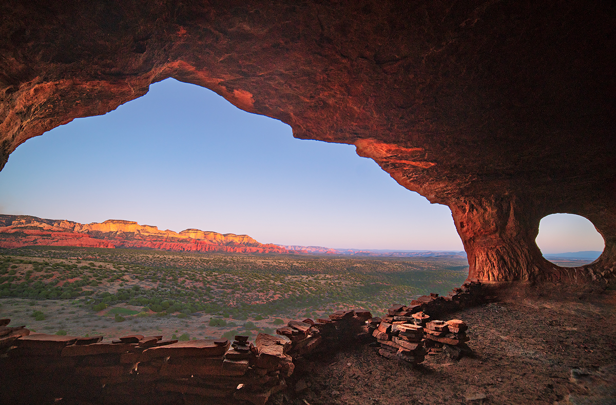 Night falls at Robbers Roost, a cave near Sedona.