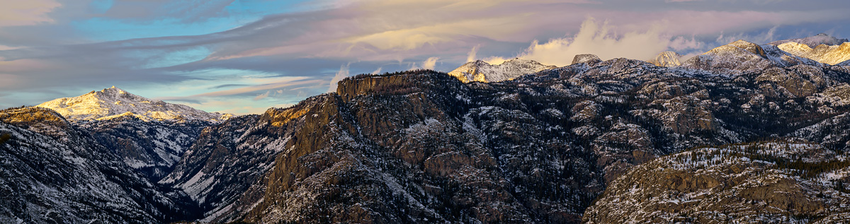 Wind River Range in winter at sunset.