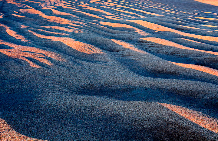 Sand wave patterns at sunset.