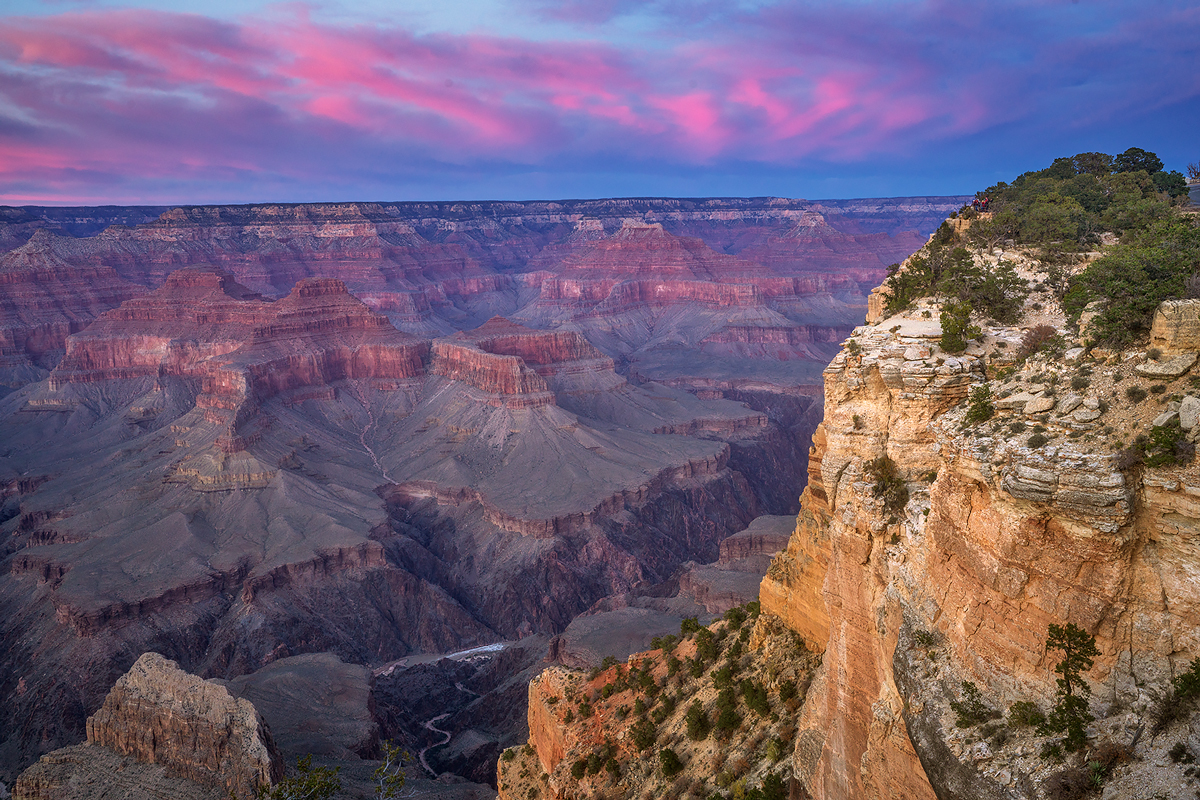 Sunset from Pima Point on the south rim of Grand Canyon.