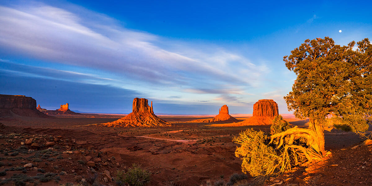 Moonrise over Monument Valley. A different perspective from the usual valley photos.