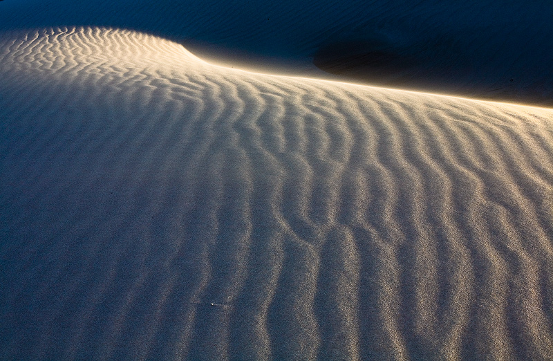 Organic patterns in the dunes as sunset approaches.
