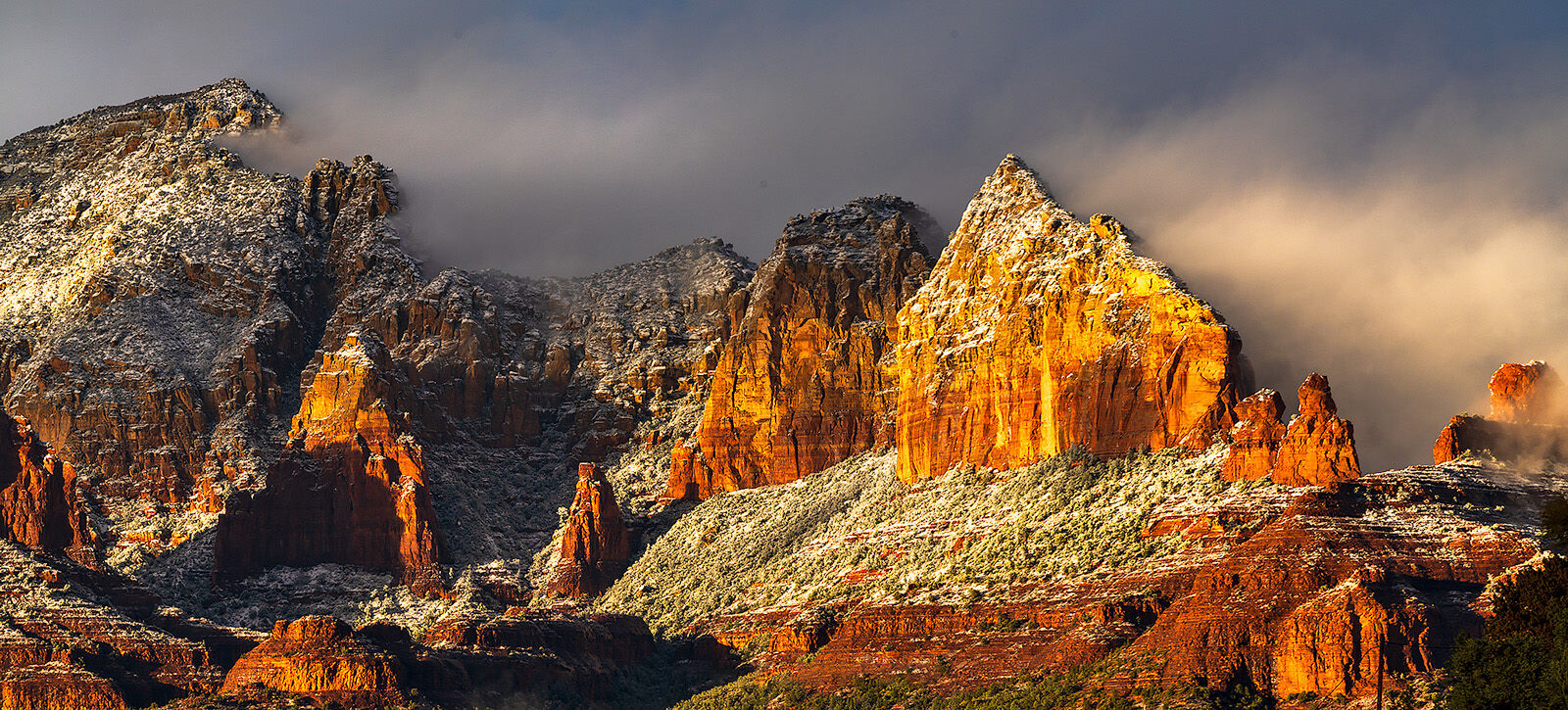 Clearing winter storm over  Wilson Mountain and Steamboat Rock in  Sedona.